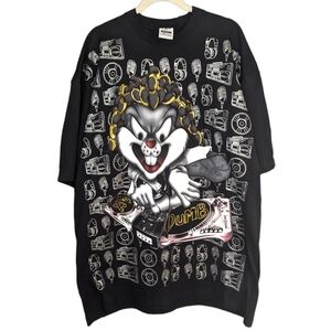 Vintage pro tag bugs Bunny warner brothers AOP DJ Music T-shirt Mens 3XL Tall